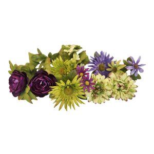 Artificial Floral Heads – Purple & Green Fabric Flowers for Wreaths, DIY Crafts,
